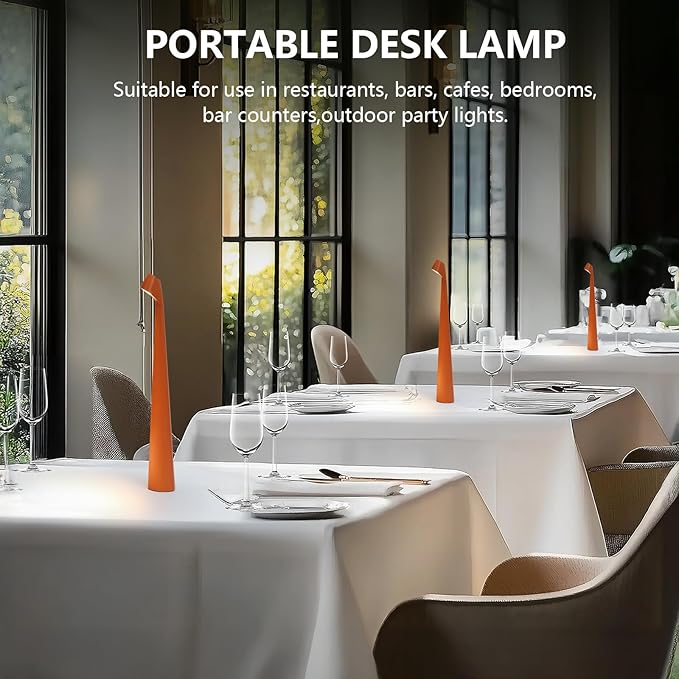 Portable LED Table Lamp 3-Levels Brightness, Rechargeable Battery Up to 48 Hours Usage, Night Light for Kids Nursery, Nightstand Lamp, Bedside Lamp.LED Desk Lamps Outdoor Portable Touch Lamps(Orange)