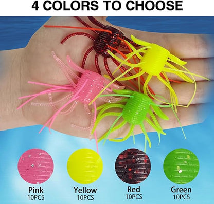 Eupheng Silicone Soft Dice Fishing Lures with Multiple Tentacles, Handmade Slow Sink Bass Fishing Soft Plastic Baits for Drop Shot, Finesse, Wacky Rig