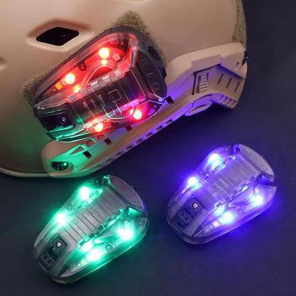 Tactical IR Strobe Helmet Light Military Identification Light with Visible LED + White Strobe Survival Signal Light (Tan-Blue)