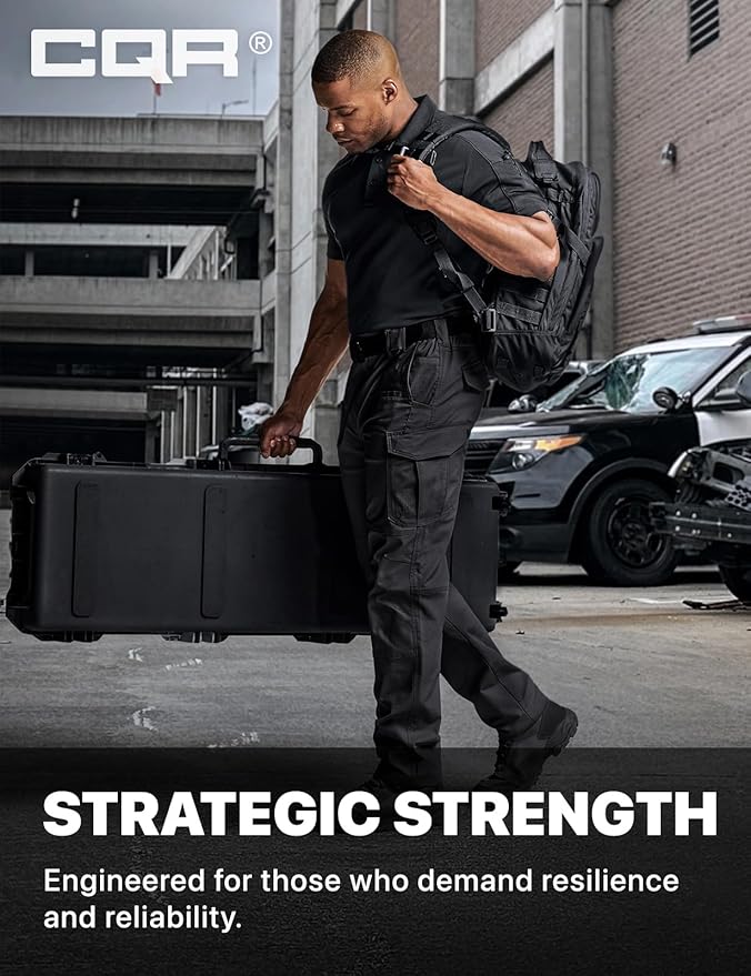 CQR Men's Flex Stretch Tactical Pants, Water Resistant Ripstop Cargo Pants, Lightweight EDC Outdoor Work Hiking Pants