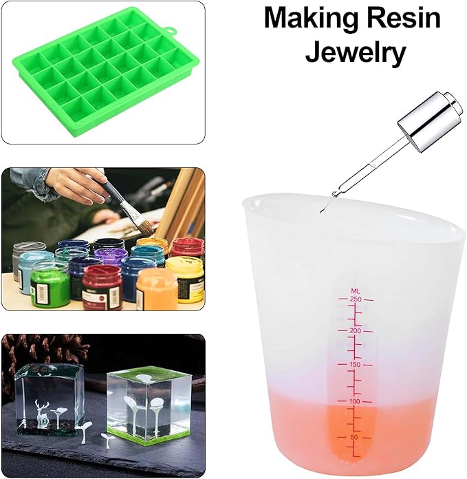 Silicone Measuring Cups, 500ml & 250ml Large Flexible Mixing Cups, 2 Cups Pour Baking Cups for Epoxy Resin, DIY, Jewelry Making, Cooking