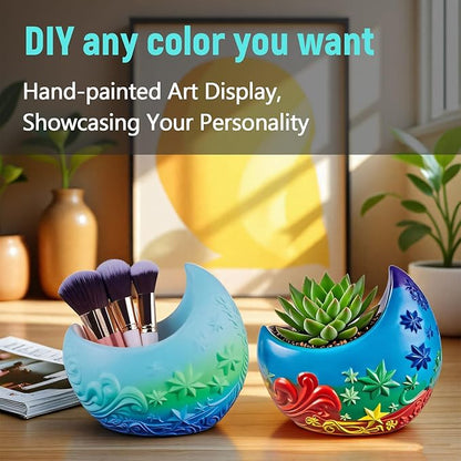 Exquisite Moon Resin Molds, Reusable Crescent Moon Design Silicone Molds for Epoxy Resin, Concrete, Plaster – DIY Craft Supplies for Home Decor, Cosmetic Organizers, and Plant Pots