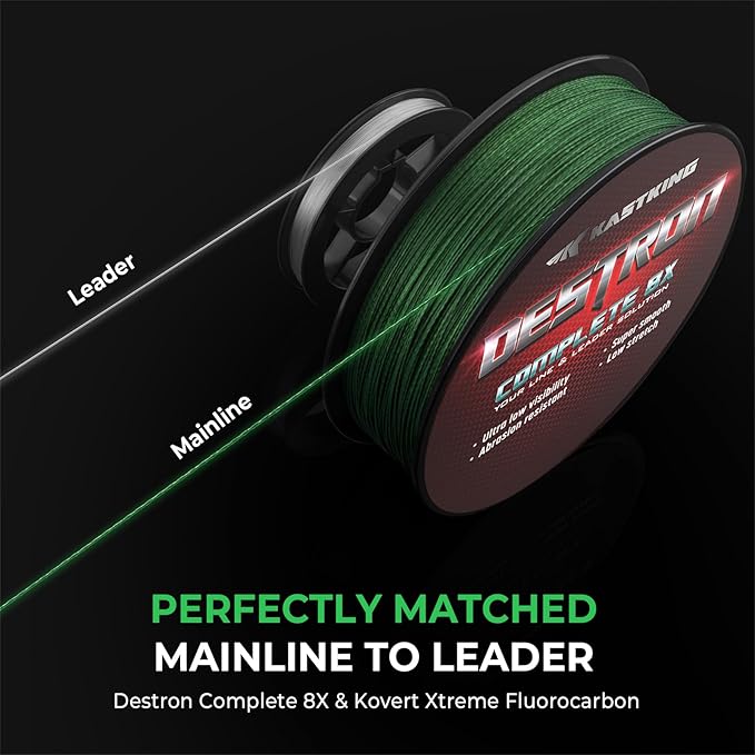 KastKing Destron Braided Fishing Line, Highly Abrasion Resistant, Improved Knot Strength, Ultra-Thin Diameter Superline, Zero Stretch & Memory, CFT “Color Fast Technology”, 75% Thinner Than Mono