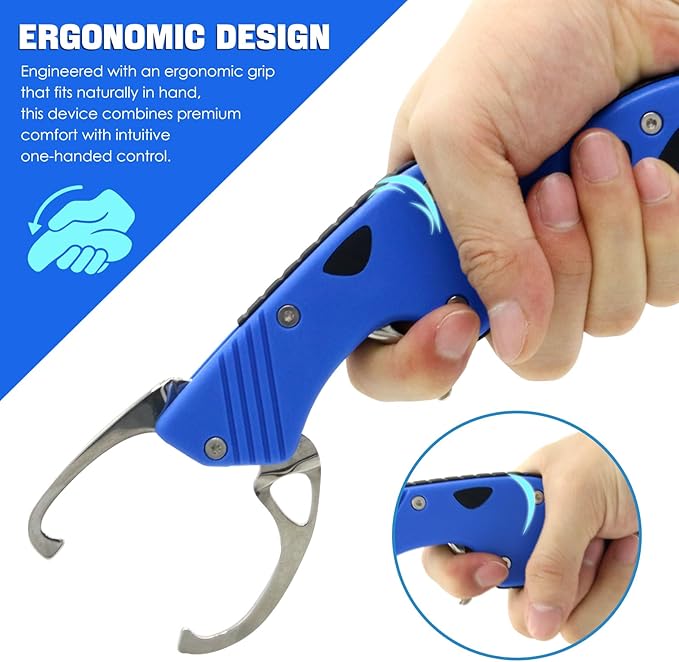 YZT High Strength Fish Gripper, Heavy Duty Stainless Steel Fishing Lip Grabber, Easy to Catch Fish,160g Portable Outdoor Men's Fishing Tools Gift,50 Pound Fish Grabber for Freshwater Saltwater