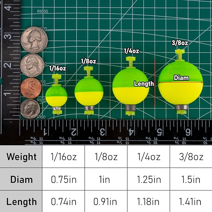 Dr.Fish 10 Pack Weighted Fishing Bobbers Snap-on Spring Floats EVA Foam Push Button Clip on Floats Fly Fishing Trout Bass Crappie Catfish