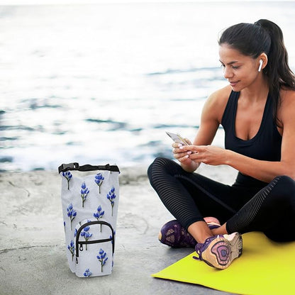 White Bluebonnets Water Bottle Holder with Strap Insulated Water Bottle Carrier Crossbody Bags Pouch with Phone Pocket for Travel Gym Hiking Walking Running