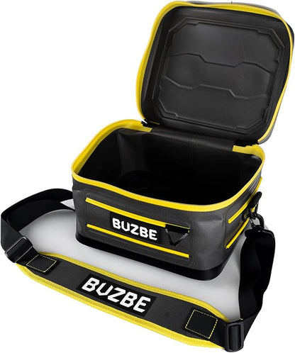 BUZBE Empty Swarm 15 Modular Tackle Bag, Premium Waterproof Tackle Bag, Customizable Fishing Tackle Bag, Compact Dry Bag, Saltwater Fishing Tackle Bag, Grey and Yellow