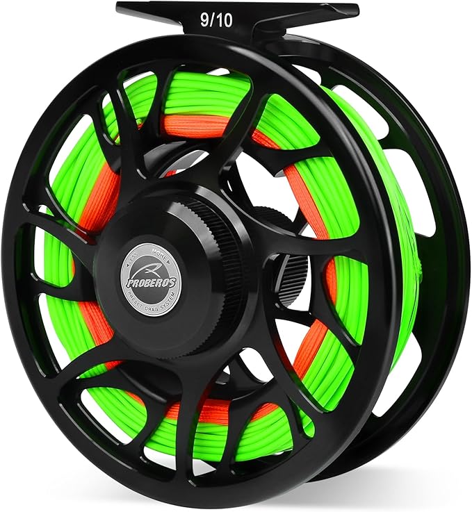 Fly Fishing Reel Fly Reels - Large Arbor CNC-Machined Aluminum Alloy Body Light Weight 5/7, 7/9, 9/10 wt (Black, Green, Silver/Blue, Gray-Green, Silver-Blue,Gunmetal,Ice Blue,Sapphire Blue)