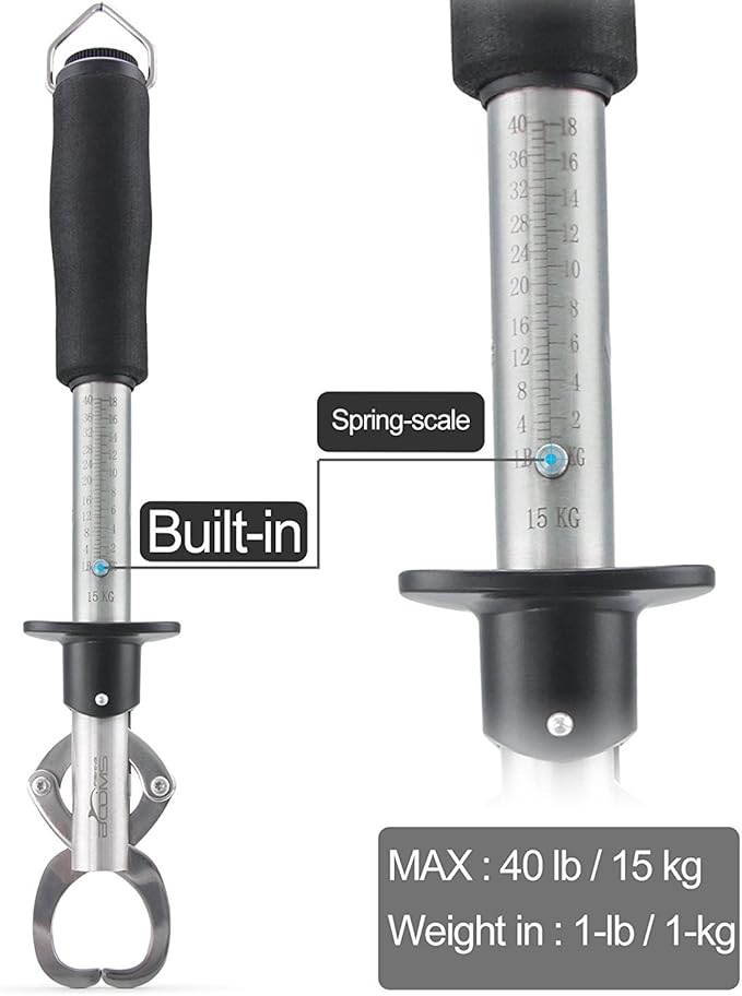 Booms Fishing G1 Fish Gripper Grip and Hold Fish with Tight Grip Largest Model Built-in Scale