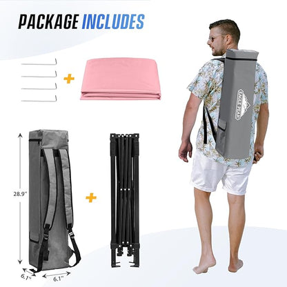 EAGLE PEAK 8x8 Pop Up Canopy Tent with Sidewall, Compact, Portable Slant Leg Instant Sun Shelter for Beach, Sports, & Camping, 8x8 Base 6x6 Top, Tender Pink