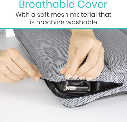 Vive Inflatable Wheelchair Air Seat Cushion - Adjustable Air Pressure Relief Travel Seat, Portable - Waffle Style Pressure Relief Bed Sore Ulcer Treatment Wheel Chair Pain Cushion for Mobility Aids