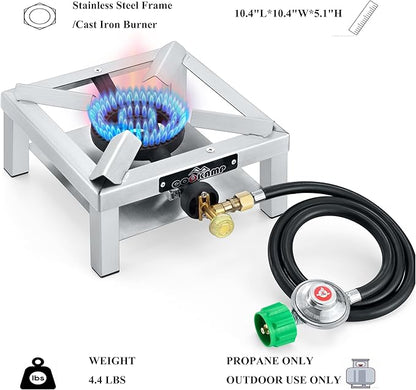 Propane Burner Angle Iron Camp Stove with CSA Listed Regulator and 4ft Hose (SS1200)