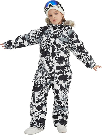 Kids Girls Boys Waterproof Colorful One Piece Snowsuits Coveralls Ski Suits Jackets Winter Jumpsuits