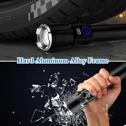 Magnetic Flashlights High Lumens Rechargeable, 990,000L High Lumens Super Bright LED Tactical Handheld Flash Light with 5 Modes, USB C, Zoomable Beam, Digital Power Display, IP76 Waterproof
