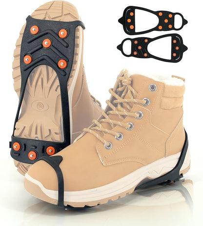 Crampons Ice Cleats Snow Grips, Anti-Slip Traction Lightweight Portable for Walking on Snow & Ice, for Shoes/Boots
