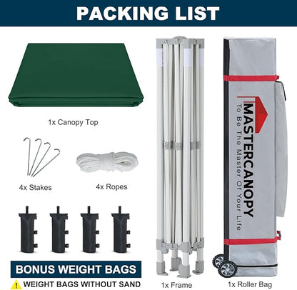 MASTERCANOPY Pop Up Canopy Tent Commercial Grade 10x10 Instant Shelter (Forest Green)