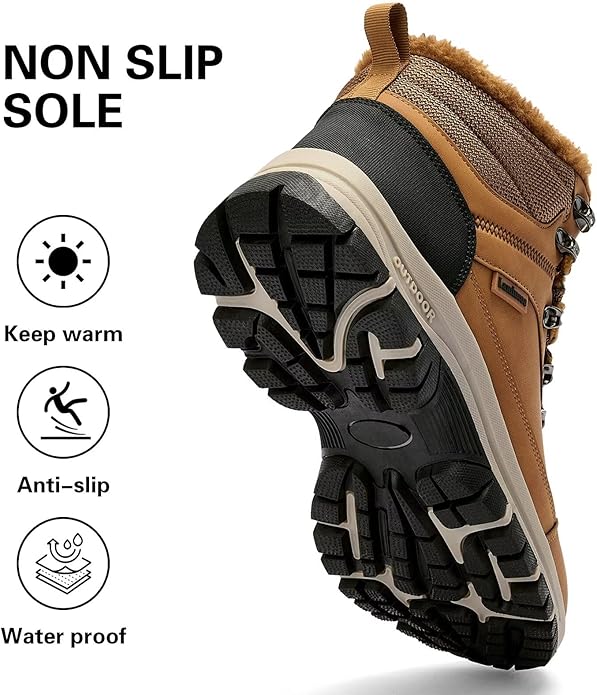 Lamincoa Mens Snow Boots Water Resistant Hiking Boots for Men Non-slip Winter Outdoor Warm Comfort Camping Backpacking Shoe
