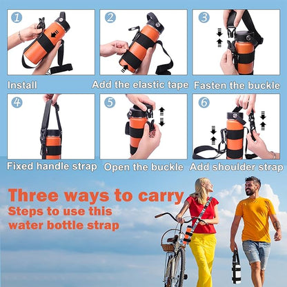 HEYSKAY Water Bottle Holder With Handle and Adjustable Shoulder Strap, Sling With Carabiner for 12oz-40oz Hydro Flask, Sports, Gym, Hiking, Camping, Walking