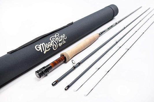 Moonshine Rod Co. Fly Fishing Rod with Carrying Case and Extra Rod Tip Section, Slow-Medium-Fast Action