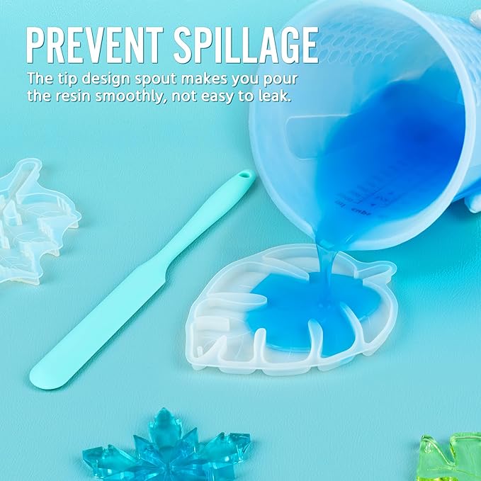 Silicone Resin Mixing 1L Measuring Cup Set for Resin Supplies, Easy-to-Read Marks, 1000ml/32oz Large Cup, Thickened Reusable Silicone Cups for Epoxy Mixing, Jewelry Making