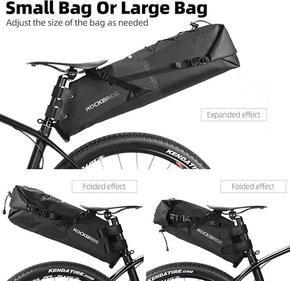 ROCKBROS Bikepacking Bag Waterproof Bike Saddle Bag Large Capacity Bikepacking Seat Bag Road Mountain Bike Seat Bag Max 14L