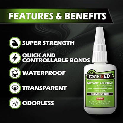 Medium Super Glue Kit, 113.6 Gram (4 oz) CA Glue with Anti-Clog Cap & Microtips for Woodworking, 3D Printing, Aquarium, Crafts, Plastic – Instant Cyanoacrylate Adhesive Repair Shoe, Ceramic, Glass