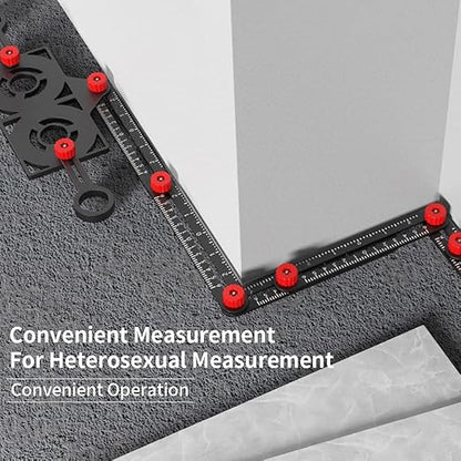 FJNATINH FJNATINH Multi Angle Measuring Ruler, 16-Sided Angle Measurement Tool with Hole Punch Locator, Aluminum Alloy Adjustable Multi-Function Bend Ruler (16-Sided)