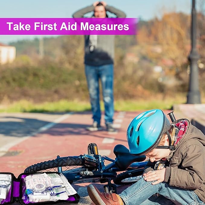 Small-Campact First-Aid Kit-Refill Supplies-Basic Emergency-Essentials - 300PCS Home Essentials Emergency Accident Kits for Businesses Workplace Outside Travel Purple 1st Aid