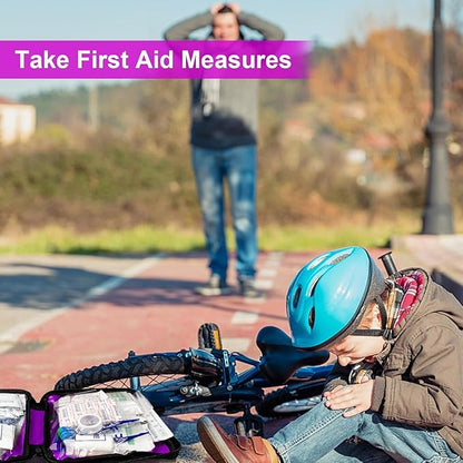 Small-Campact First-Aid Kit-Refill Supplies-Basic Emergency-Essentials - 300PCS Home Essentials Emergency Accident Kits for Businesses Workplace Outside Travel Purple 1st Aid