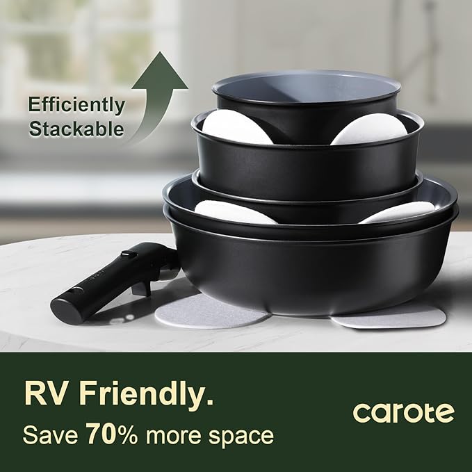 CAROTE 19PCS Ceramic Cookware Sets, Pots and Pans Set Non Stick Non Toxic, Induction Cookware, Kitchen Cookware Sets, Pots Set for Healthy Coooking, Gray