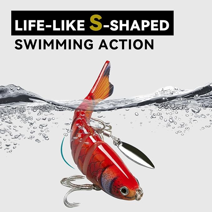 Fishing Lures with Spinner Baits Blades for Topwater, Swimbait for Trout and Bass Slow Sinking, 5pcs Fishing Hard Baits
