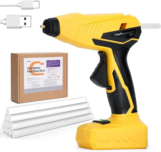 Caydo Cordless Hot Glue Gun, Portable Glue Gun, 2200mAh Type-C Rechargeable and Fast Heating, Heat Glue Gun Kit with 10PCS Glue Sticks for DIY Arts, Home Repairs, Crafting and Gift Making