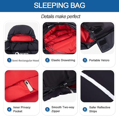 Down Sleeping Bag for Adults, 600 Fill Power, Ultralight & Compact with Compression Sack for Backpacking, Camping, Hiking