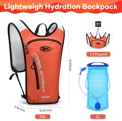 Maelstrom Running Hydration Vest, Hiking Backpack with 2L Water Bladder for Cycling Rave for Men Women