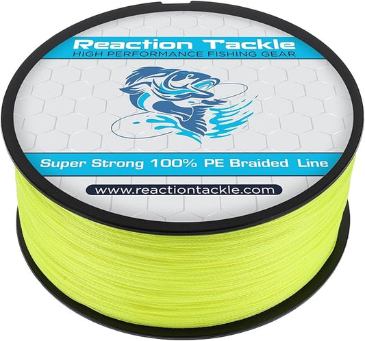 Reaction Tackle Braided Fishing Line - Pro Grade Power Performance for Saltwater or Freshwater Fish - Colored Fishing Line Braid for Extra Visibility