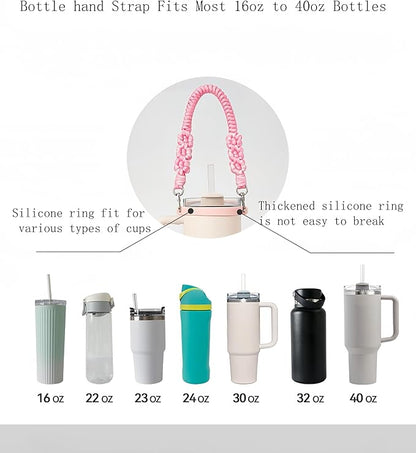 Outman Cup Accessories Set Water Bottle Holder Sling,Siliocne Straw Cover,Lipstick Holder Fits Most 16-40oz Water Bottles Compatible with Stanley Cup