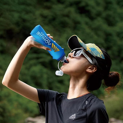 TRIWONDER Soft Flask Collapsible Water Bottles Running Bottle BPA-Free Foldable Handheld Runner Water Flask for Hydration Pack Marathon Hiking Cycling Climbing Travel (500ml/16.9oz)