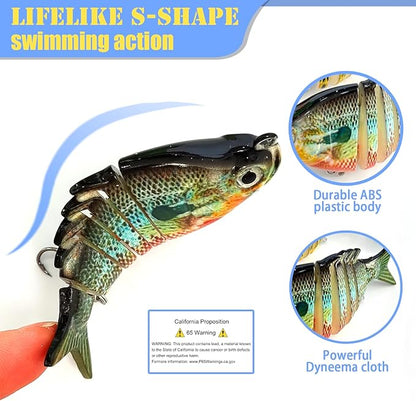 Multi Jointed Swimbait Saltwater Fishing Lures with Sharp Treble Hooks, Bass Fishing Lures Walleye Trout, Lifelike Slow Sinking Fish Bait Lures Kit Freshwater