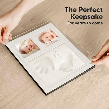 Baby Hand and Footprint Kit - Quick Dry Clay Baby Footprint Kit, Newborn Keepsake, Nursery Picture Frame for Boys, Girls, Personalized Gifts for Shower & Registry, New Mom Gift (Onyx Black)