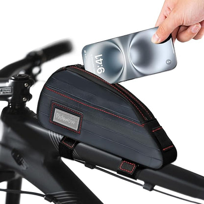 RideRow Bike Top Tube Bag Bicycle Front Frame Bag Waterproof Bike Pouch Pack,Phone Bag Cycling Accessories Pouch for Mountain Road Bike Black