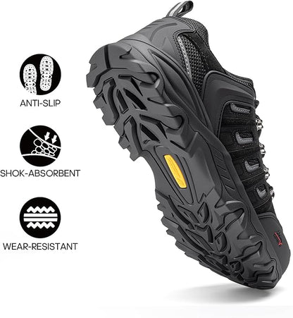 NORTIV 8 Men's Waterproof Hiking Shoes Leather Low-Top Hiking Shoes for Outdoor Trailing Trekking Camping Walking Quest