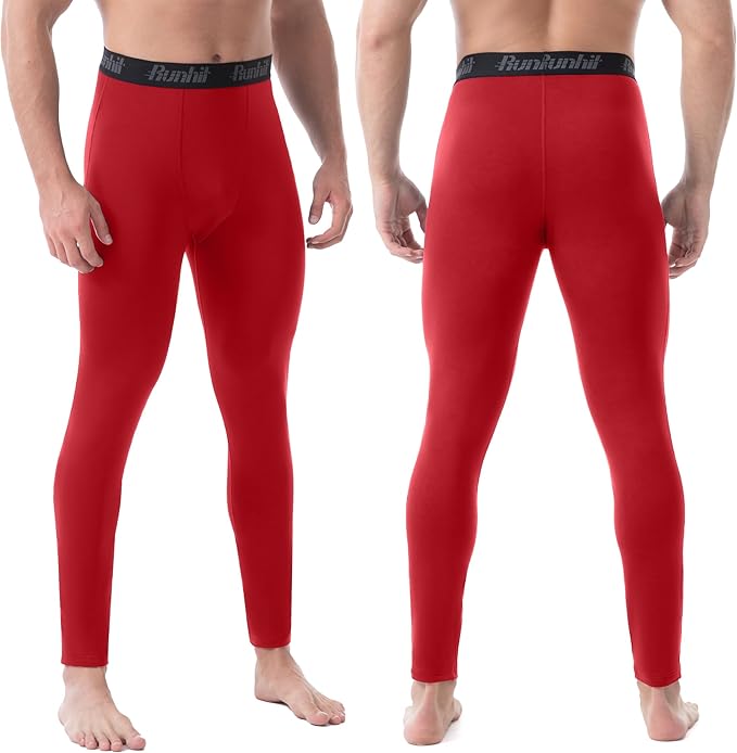 Runhit Men's Thermal Compression Pants Fleece Lined Sports Tights Athletic Leggings Base Layer Bottoms Cold Weather Gear