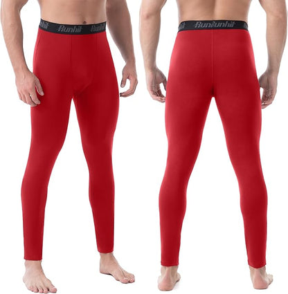 Runhit Men's Thermal Compression Pants Fleece Lined Sports Tights Athletic Leggings Base Layer Bottoms Cold Weather Gear