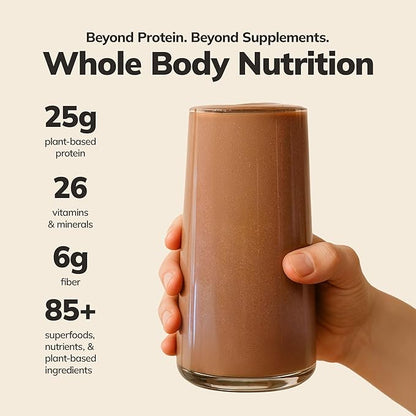 Ka’Chava Whole Body Meal Shake Chocolate – Vegan Protein Powder with 85+ superfoods and ingredients – Plant-Based Meal Replacement with Probiotics & Digestive Enzymes – 5 Sachets Travel Pack (5 Servings)