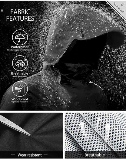 iCreek Rain Suit Waterproof Jacket with Pants 2 Pieces Breathable Lightweight Packable Raincoat with Hooded Rain Gear Unisex