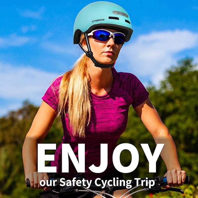 Bike Helmets for Adults - Front and Rear LED Lights Adjustable Bicycle Helmet for Adults Men Women Scooter Helmet for Commuting, Road Biking, Skating, Scooter