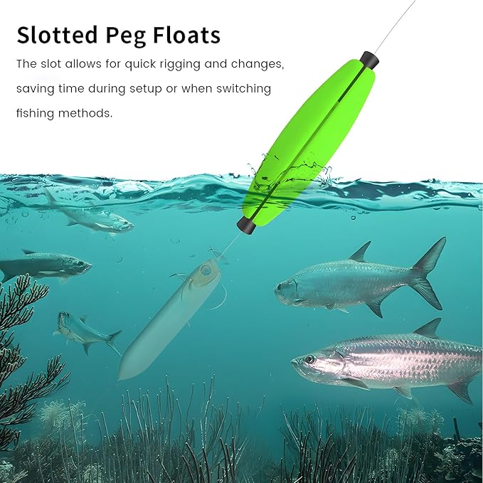 YOTO Peg Floats Slotted丨Fishing Floats for Catfish丨Fishing Cigar Foam Bobber for Santee Rig丨1.5in，2in，2.5in，3in