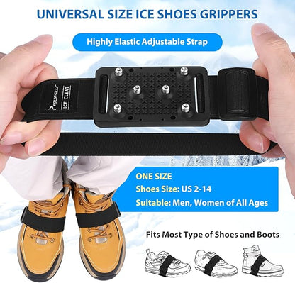 SYOURSELF Ice Cleats Crampons for Shoes and Boots, Rotatable Mid-Sole Traction Cleats Shoe Spikes for Snow and Ice, Non Slip Tungsten Spikes Ice Shoes Grippers for Men Women Winter Indoor/Outdoor