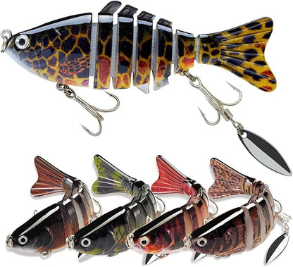 Fishing Lures with Spinner Baits Blades for Topwater, Swimbait for Trout and Bass Slow Sinking, 5pcs Fishing Hard Baits