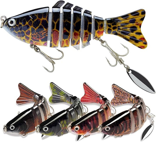 Fishing Lures with Spinner Baits Blades for Topwater, Swimbait for Trout and Bass Slow Sinking, 5pcs Fishing Hard Baits